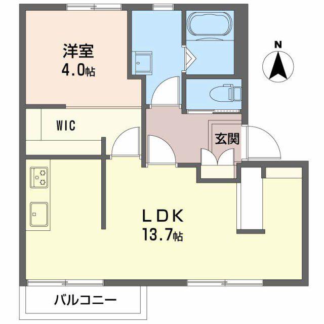 グリーンパーク棚橋 A棟(1LDK/2階)の間取り写真