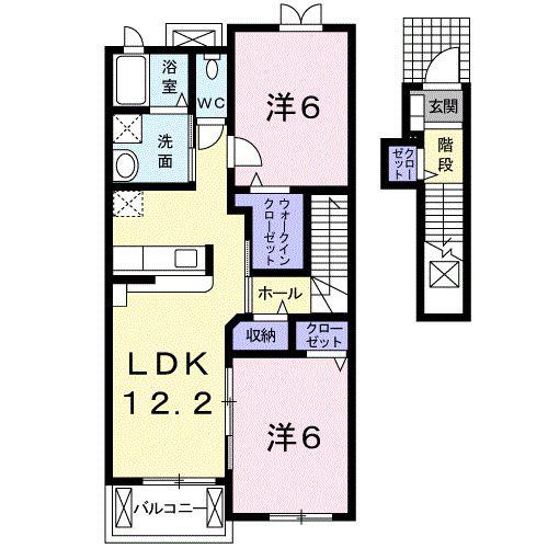 ブリュンヒルト(2LDK/2階)の間取り写真