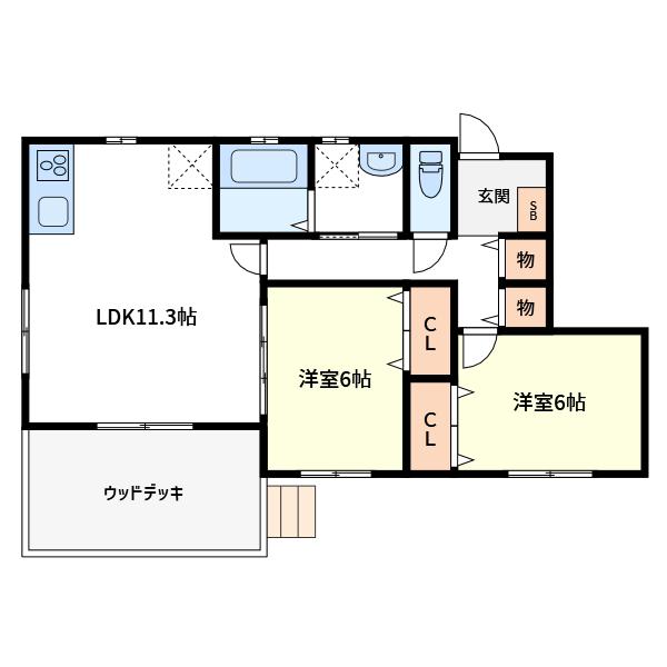 コンフォート上野山(2LDK/1階)の間取り写真