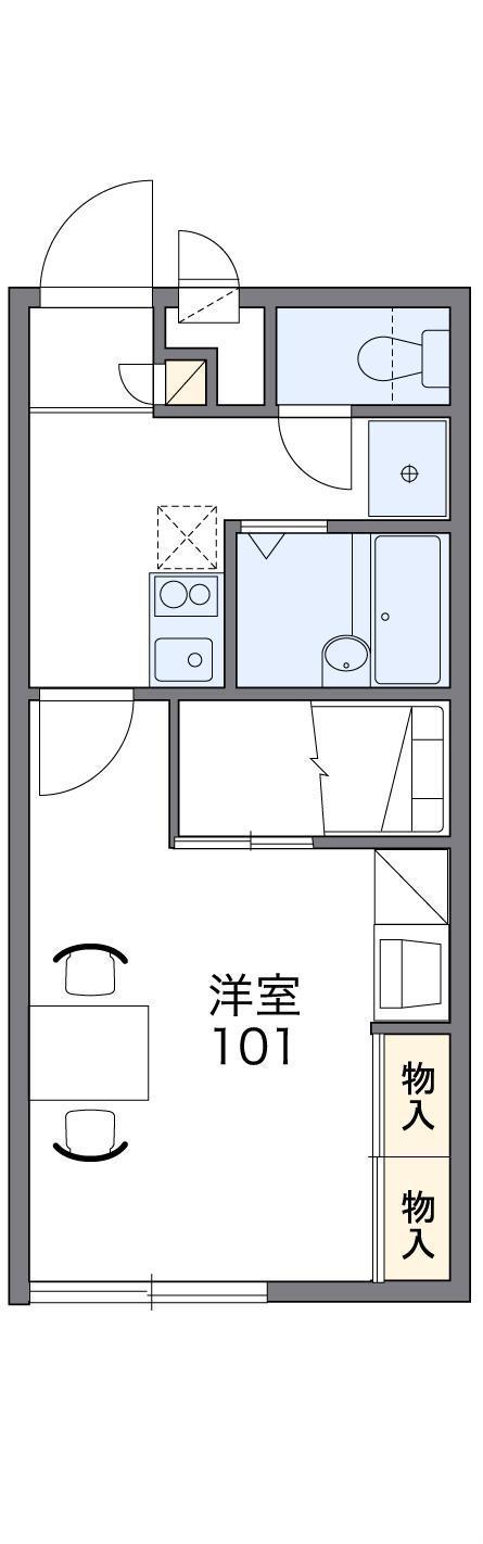 レオパレスエコハウス旺華(1K/2階)の間取り写真
