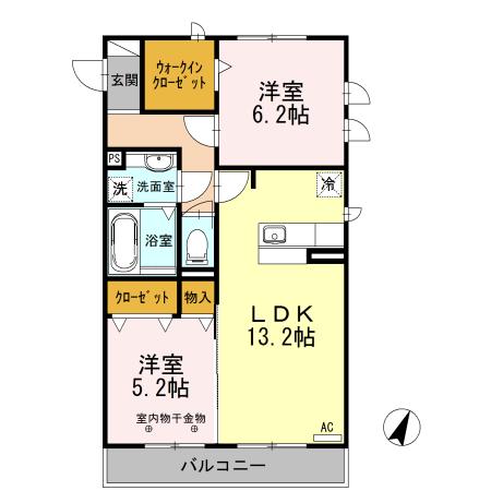 フェリーク(2LDK/2階)の間取り写真