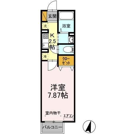 ルミエールA(1K/1階)の間取り写真