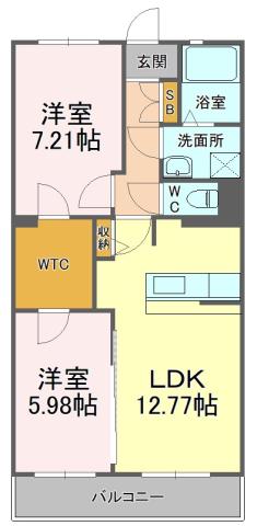 GRANSTORK花桃(2LDK/5階)の間取り写真
