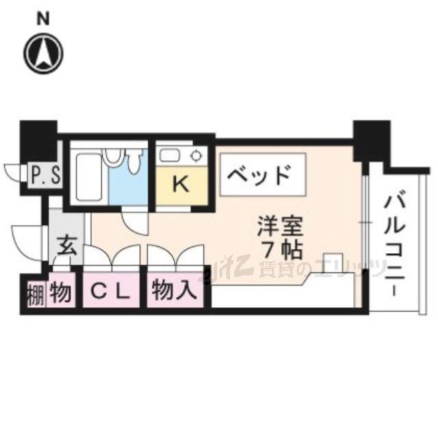 ビエラコート高槻(ワンルーム/2階)の間取り写真