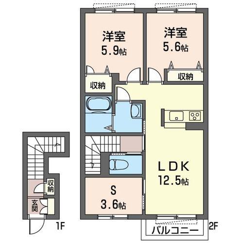 カーサ・アレグリア(2SLDK/2階)の間取り写真