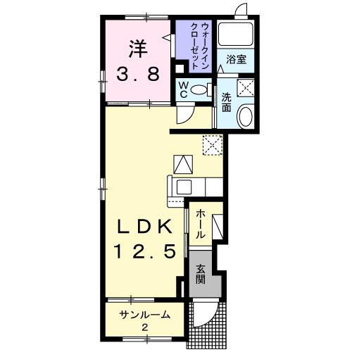 ボゥ・シャンブル(1LDK/1階)の間取り写真