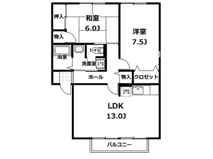 コアロード・T C棟(2LDK/1階)の間取り写真