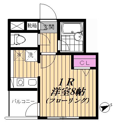TRES西荻(ワンルーム/2階)の間取り写真