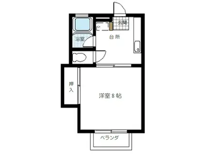 ノーティスβ(1K/2階)の間取り写真