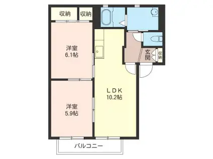 グランシードミズホ(2LDK/1階)の間取り写真