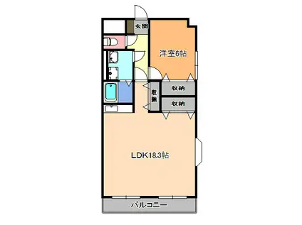 大島マンション(1LDK/1階)の間取り写真