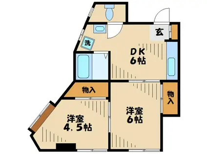 第1廣田マンション(2DK/5階)の間取り写真