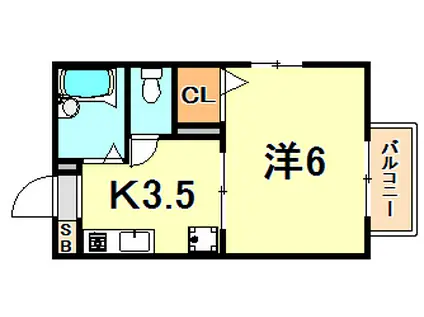 フレンドリーみづほ(1K/1階)の間取り写真