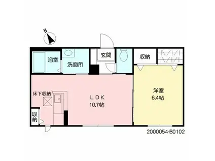 M.J.SKY B棟(1LDK/1階)の間取り写真