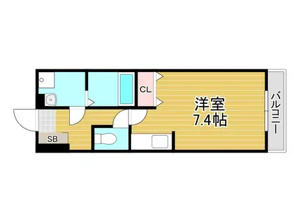 エクセル田中(ワンルーム/2階)の間取り写真