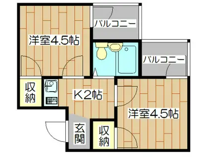 リーブル1番館(2K/2階)の間取り写真