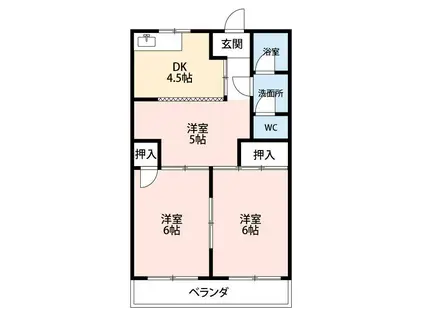 コーポマウンテンII(3DK/2階)の間取り写真