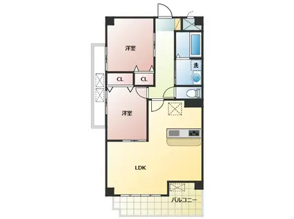 AXIA PAZ SHINNABE(2LDK/1階)の間取り写真