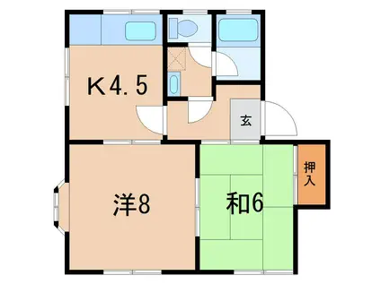 渡辺アパート B棟(2DK/1階)の間取り写真