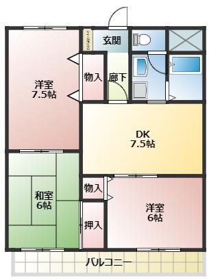 SELLEYS金剛(3DK/3階)の間取り写真