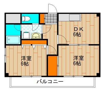 武蔵小杉TSマンション(2DK/4階)の間取り写真