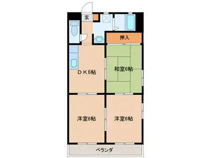 グレイスフル清和・東館(3DK/1階)の間取り写真