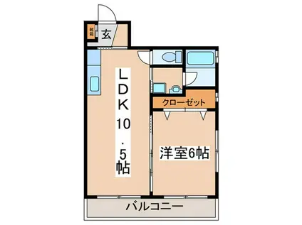 勝田ビル(1LDK/2階)の間取り写真