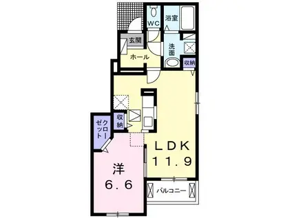 エヴァーグリーン和井田II A(1LDK/1階)の間取り写真