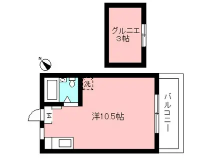 ハイツYABE(ワンルーム/2階)の間取り写真