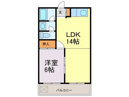 第3和光ビル(1LDK/3階)の間取り写真
