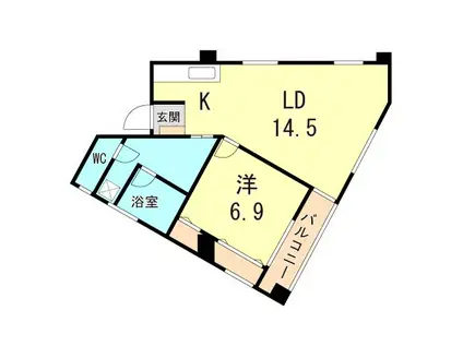 アーティスト神戸三ノ宮ビル(1LDK/3階)の間取り写真