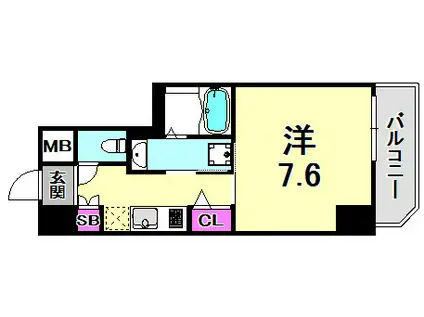 レジデンス三宮東グルーブ(1K/1階)の間取り写真