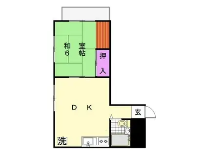 ハイム永塚(1DK/2階)の間取り写真