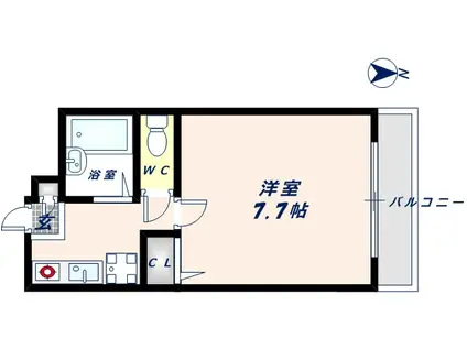 ニシシンヴィレッジC棟(1K/1階)の間取り写真