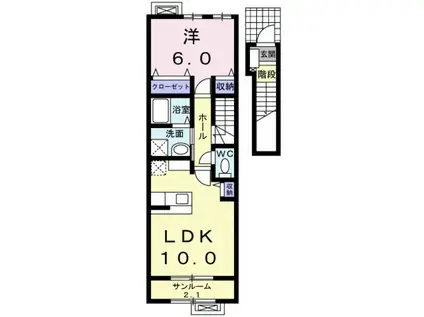 プレシャス手屋(1LDK/2階)の間取り写真