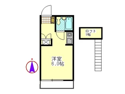 メゾン東海大(ワンルーム/2階)の間取り写真