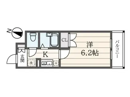 サウスィング上大岡(1K/2階)の間取り写真