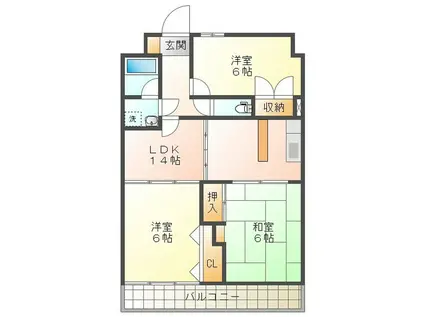 コンフォトゥールII(3LDK/1階)の間取り写真