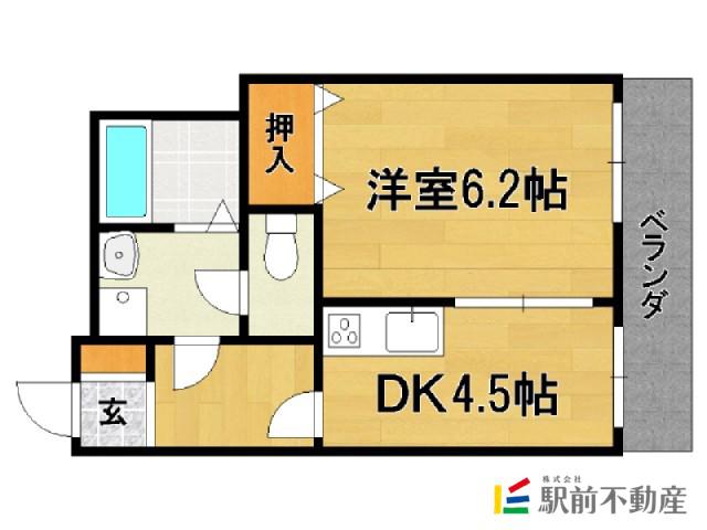 第2コーポ江頭(1DK/1階)の間取り写真
