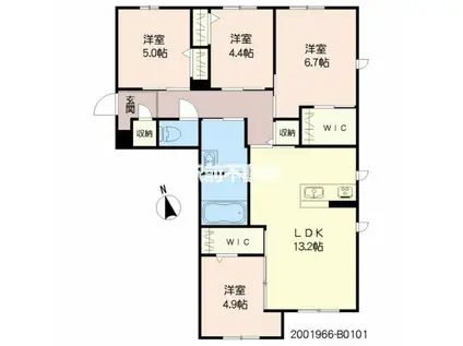 MAST東櫛原 B棟(4LDK/1階)の間取り写真