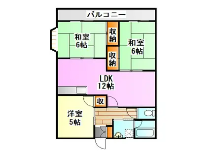古賀ビル(3LDK/2階)の間取り写真