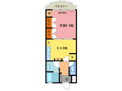 QUALIA(1DK/2階)の間取り写真