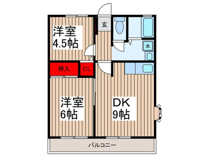 グランドパレス宮崎(2DK/2階)の間取り写真