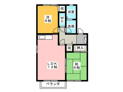 グランシャリオIIA(2LDK/1階)の間取り写真