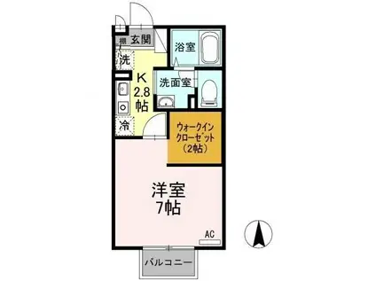 COSMOS秋里(1K/2階)の間取り写真