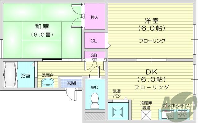 セジュール葵(2DK/2階)の間取り写真