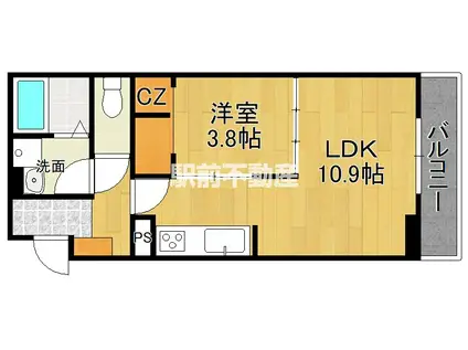 クレセント松原(1LDK/2階)の間取り写真