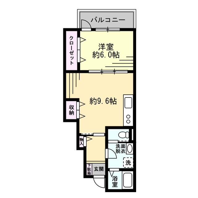 RUI城南(1LDK/1階)の間取り写真