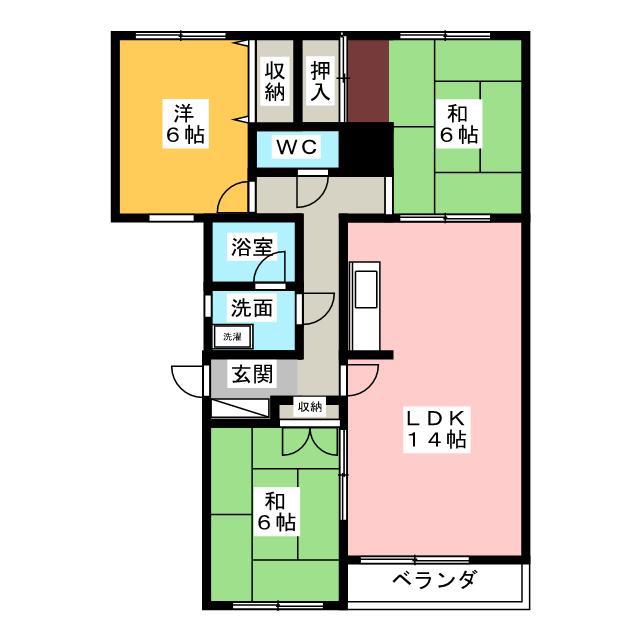 SUNSHINE U(3LDK/2階)の間取り写真