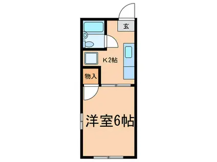 シティーハイムヒラシバ(ワンルーム/2階)の間取り写真